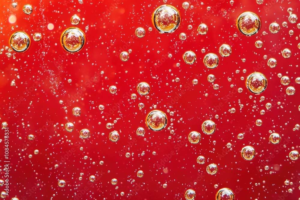 Poster Close-up of soap bubbles on a red surface