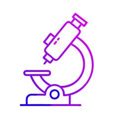 Fototapeta premium Icon of a microscope in blue and purple gradient representing scientific research