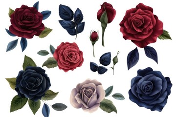 A bouquet of colorful roses with green leaves