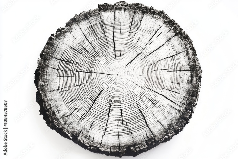 Poster a close-up shot of a tree stump in monochrome