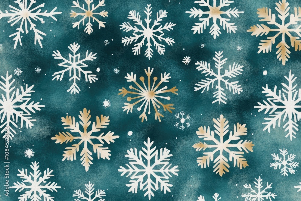 Poster A blue background with intricate patterns of snowflakes