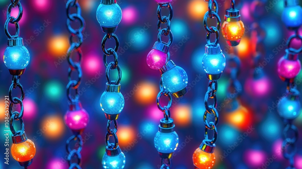 Poster A detailed view of a long string of lights, perfect for showcasing small details or adding ambiance to a scene