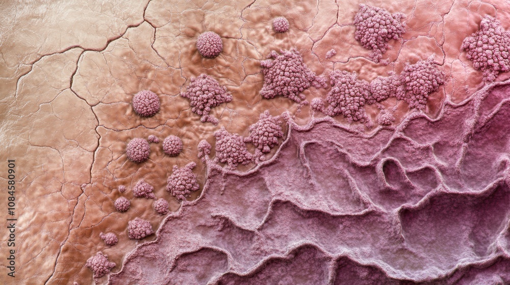 Poster intricate cells and structures are visible under magnification, displaying unique patterns and textu