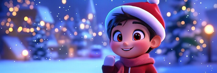 Fototapeta premium 2D animated cartoon nochebuena 