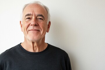 Obraz premium A senior man with white hair and a black shirt, a simple yet powerful image
