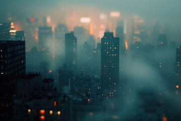 Fototapeta premium Nighttime cityscape from a high-rise building, suitable for urban and modern themes