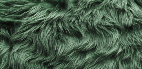 Fototapeta premium Soft, sage green faux fur with a plush, wavy texture