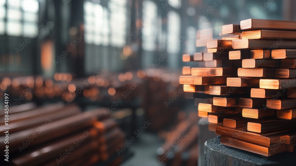 Poster a stack of wooden planks sits atop a table, ready for use or display
