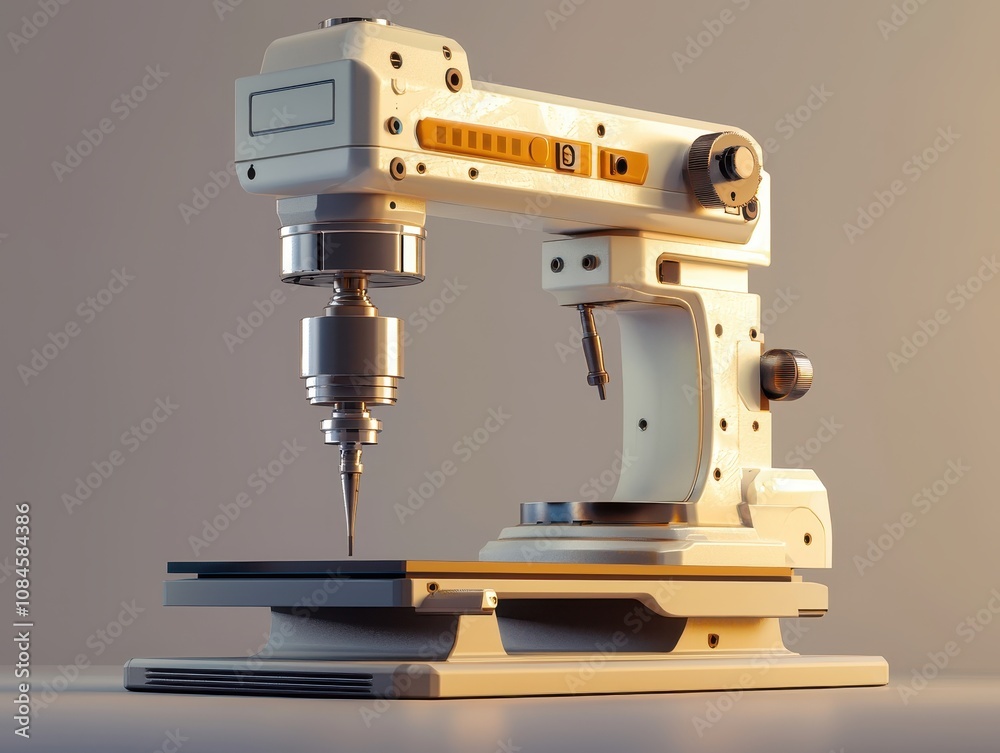 Poster precision tool: a close-up view of a modern cnc machine showing its sleek design and intricate mecha