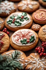 Fototapeta premium A table topped with cookies covered in frosting, perfect for a party or dessert