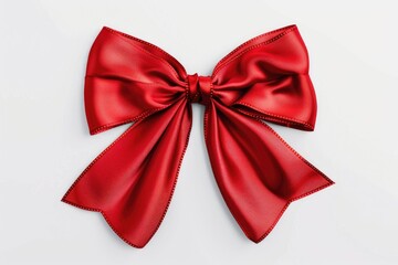 Naklejka premium A single red bow placed on a white surface