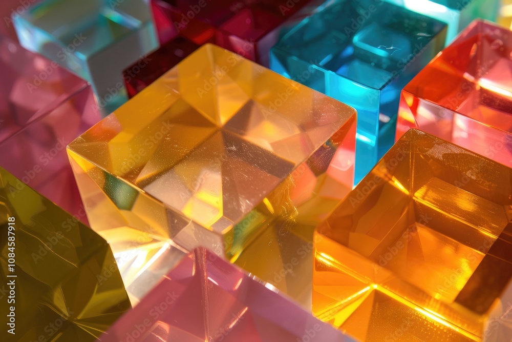 Poster A detailed view of colorful cube blocks