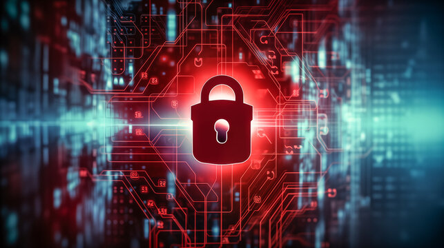 security concept with digital lock and circuit background.