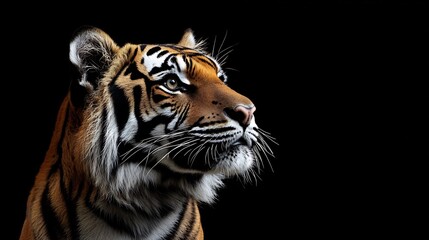 Fototapeta premium A Majestic Tiger Gazing into the Darkness. AI Generated