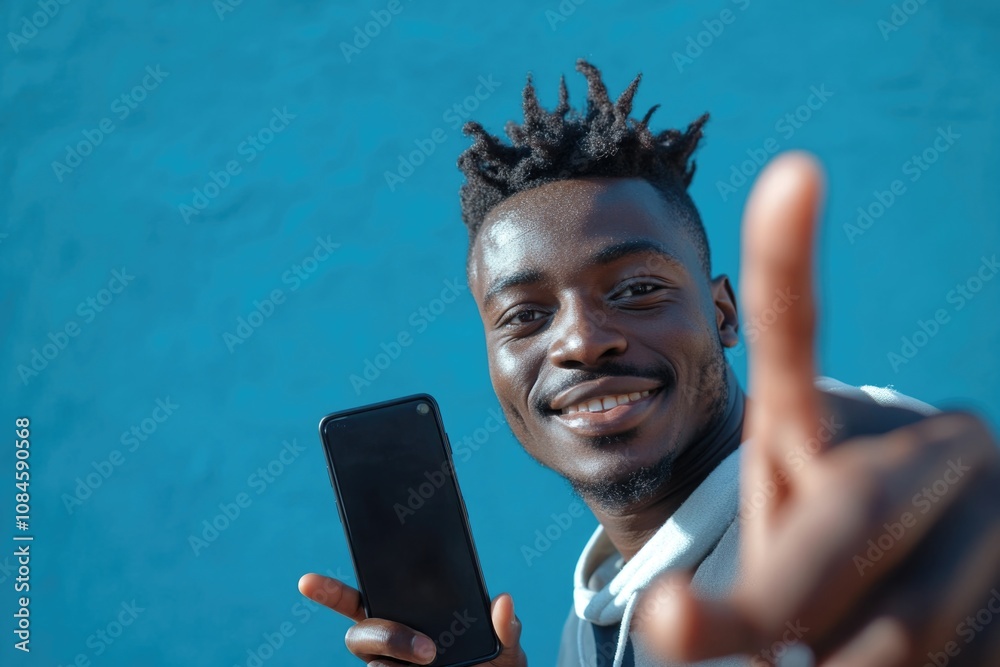 Poster a person holding a cell phone up to the camera, showing the screen