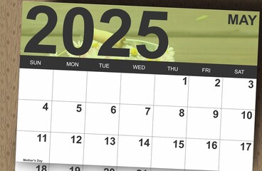 Calendar header for May 2025