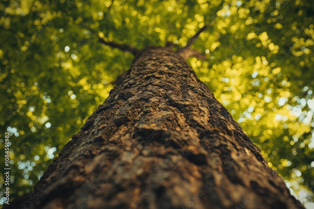 Poster A large tree stands alone in a dense forest, offering shade and shelter from the surrounding environment