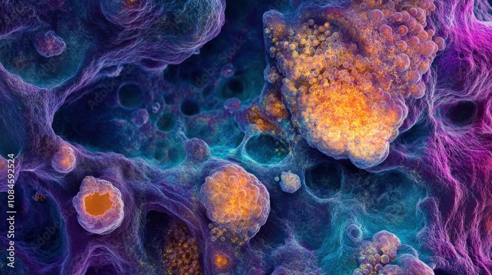 Aufkleber this visual showcases vibrant cells and structures under microscopic observation, highlighting their