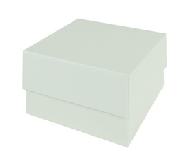 Simple blank copy space white cardboard box with lead container funny isolated on background