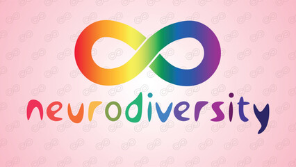 Neurodiversity awareness and acceptance concept vector with rainbow infinity symbols. Autism awareness. Infinity rainbow symbol. infinity sign in rainbow spectrum colors.	