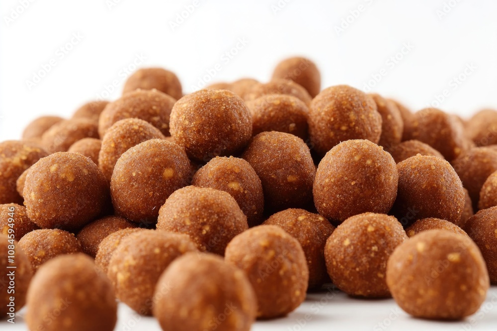 Poster A close-up view of a pile of various nuts on a white background