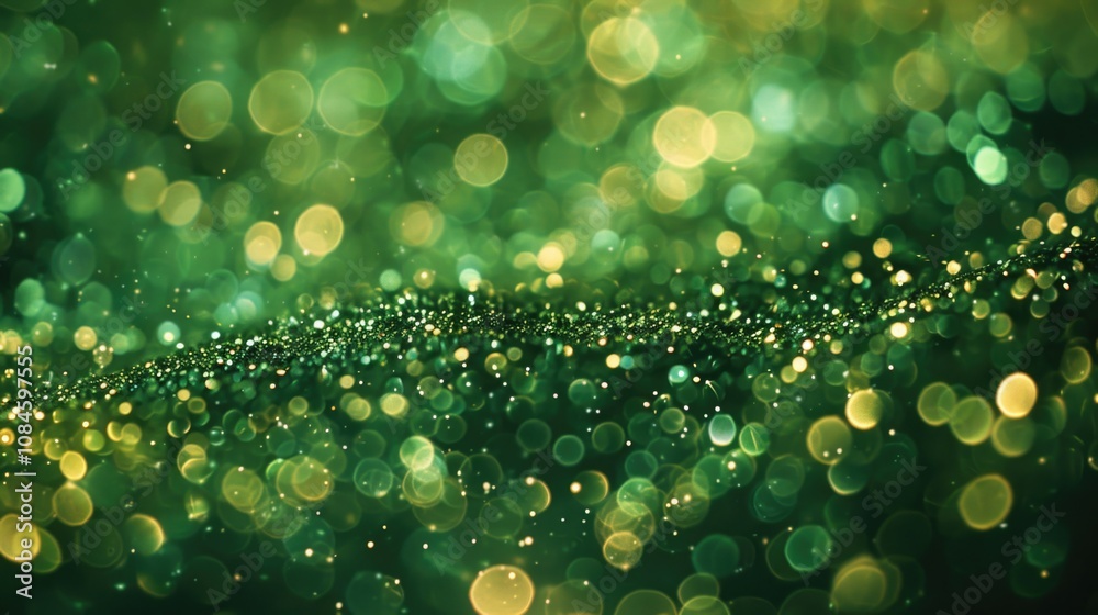 Poster a bright green and yellow background filled with numerous lights, ideal for use in designs where bri