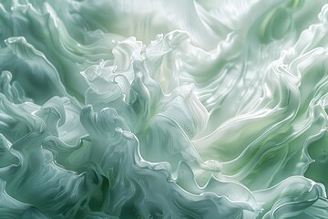 Obraz premium A detailed view of a green and white abstract painting