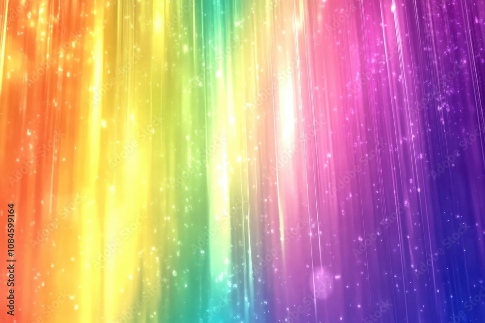 Poster vibrant rainbow-colored background with stars and sparkles for various design uses