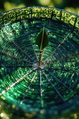 A close-up shot of a green glass plate with texture and details