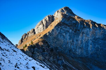Hike up the Fronalpstock mountain in the canton of Glarus. Beautiful autumn atmosphere with the...