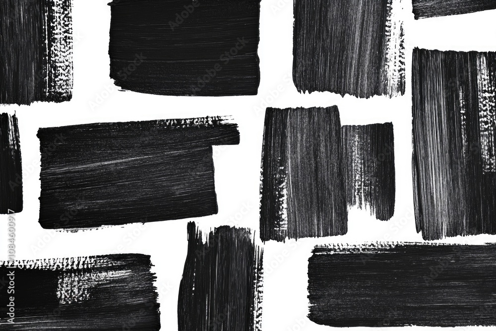 Poster collection of black brush strokes on a white background for various graphic designs and artistic use