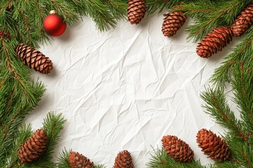 A festive Christmas wreath adorned with pine cones and ornaments, perfect for decorating your home or giving as a gift