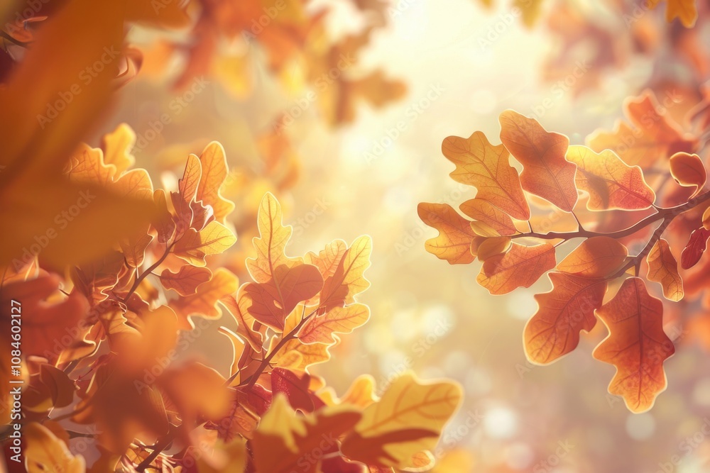 Poster Sunlight filtering through tree leaves, highlighting their texture and shape