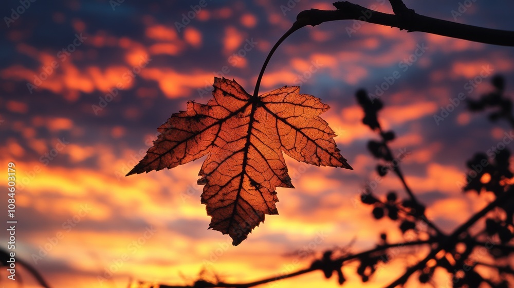 Poster A single leaf sits on a tree branch, with the rest of the foliage hidden from view