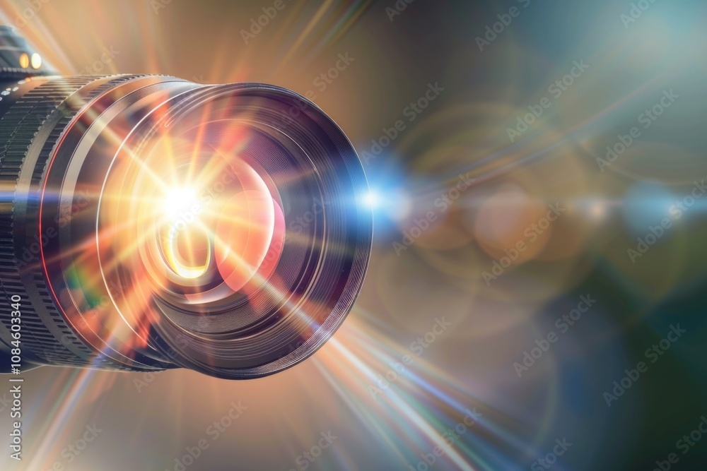 Poster a detailed view of a camera's lens showing its inner mechanisms