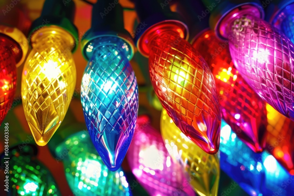 Aufkleber a close-up shot of a string of colorful christmas lights