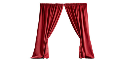 Elegant red curtains with dramatic drapes on display