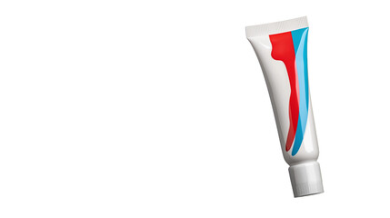 Red and blue toothpaste tube on transparent background