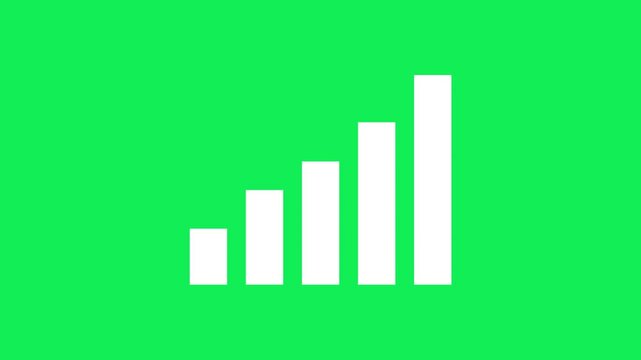Growing up bar chart graph animation business report infographic on green screen chroma key alpha channel background	