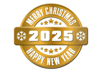 gold sticker Merry Christmas Sale Happy new year 2025
