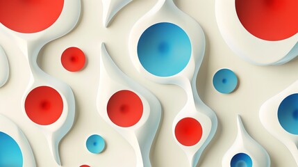 Abstract White Background with Red and Blue Shapes. Concept of Modern Art Design, Colorful Patterns, Creative Expression, and Geometric Aesthetics