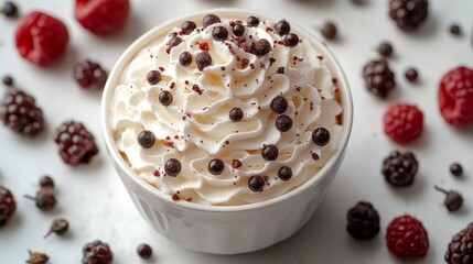 Whipped cream topped dessert with fresh berries creating a delightful treat for any sweet tooth during afternoon gatherings