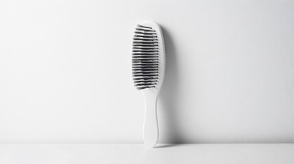 A minimalist white hairbrush on a white background, an embodiment of simplicity and hair care elegance. Perfect for beauty, health, and grooming needs.