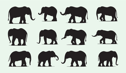 Adorable elephants vector bundle with cute cartoon illustrations and clipart for design projects.