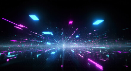 Digital background perfect for tech processes, neural networks, artificial intelligence, data transfer and encryption, digital archives, sound and graphic presentations, science, education, etc.