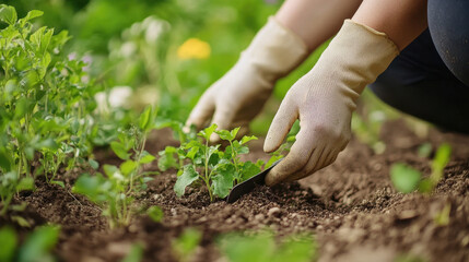 person planting a plant