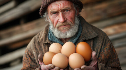 farmer with eggs