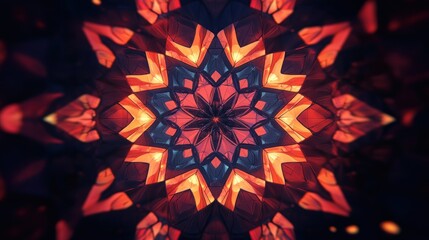 Intricate Kaleidoscope: A Symphony of Red and Orange Hues
