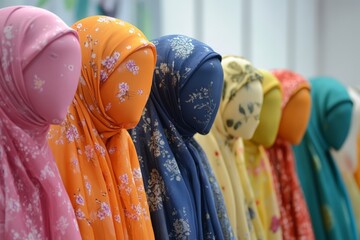 Hijab in different colors and patterns
