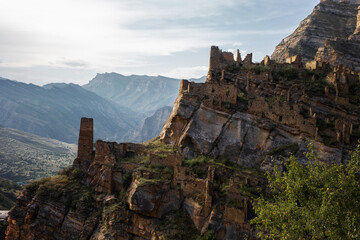 Naklejka premium ancient city in the mountains, Republic of Dagestan, Russia. Old Kahib.